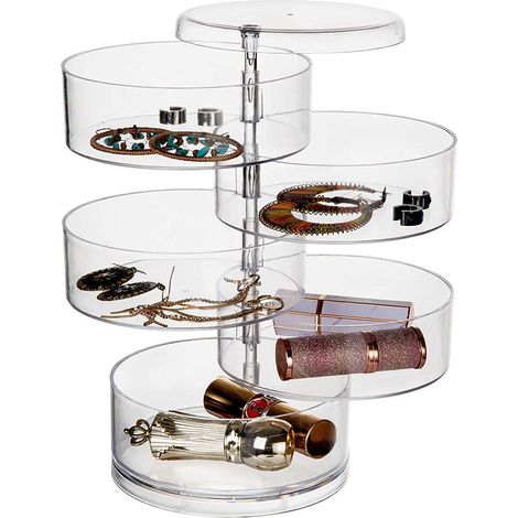 Boîte À Bijoux - Rangement Transparent Pour Boucles D'oreilles Et Accessoires Capillaires - Cylindrique Avec Couvercle - 1 Pièce (1/5)