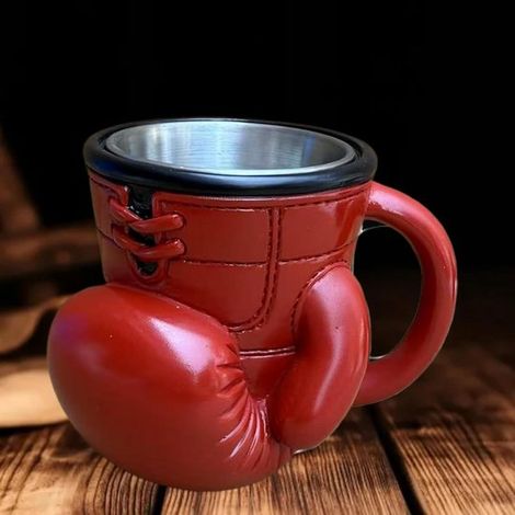 Boxhandschuhe, Edelstahlbecher, personalisierte Kaffeebecher mit isolierten Griffen, isolierte Reisebecher, lustiges Box Geschenkset (für Männer (1/5)