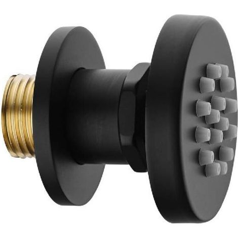 Pommeau de douche 2 pouces, jet latéral de massage rond en laiton, douchette latérale réglable à fixation murale pour douche spa, noir, 1 pièce (1/2)