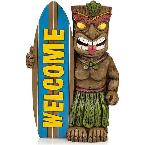 Statue de jardin, panneau de bienvenue, ornement en forme de planche de surf pour la décoration extérieure (1/4)