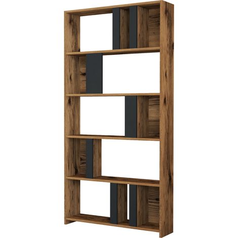 Libreria in legno "Lima" 90 x 20 x 180 cm - Noce