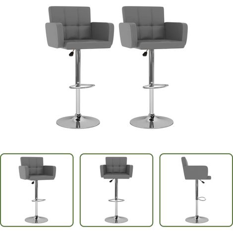 Barhocker Set - Barhocker 2 Stk. Grau Kunstleder (1/5)