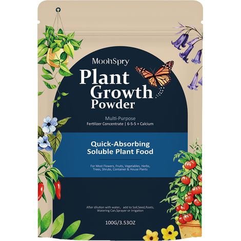 MoonSpry Pflanzenwachstumspulver, geeignet für Blumen, Obst, Gemüse und Topfpflanzen, sofort wirksame chelatierte Multinährstoffe (1/5)