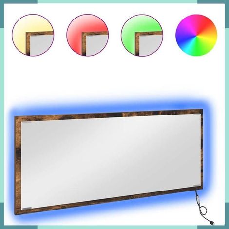 822817 Miroir Chêne fumé 90 x 8,5 x 37 cm Bois d'ingénierie (1/5)