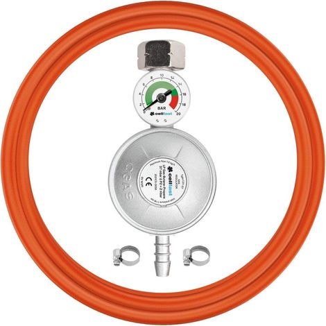 Kit Raccordement Gaz Propane Butane - 1 Ensemble - Caoutchouc Renforcé - Avec Manomètre Et Soupape - Pour Barbecue Cuisinière - G12 W21,8