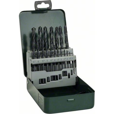 Bosch – Set de forets HSS-R pour métal – 19 pièces de 1 à 10 mm – Tige cylindrique – Cassette métallique robuste