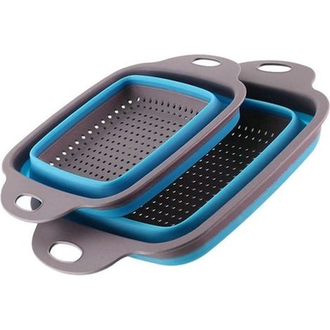 Ensemble de 2 paniers d'égouttage pliables - Passoire - Tamis - Panier d'égouttage télescopique - Panier de rangement pour fruits et légumes - Ustensiles de cuisine réglables - Panier d'égouttage gain (1/5)