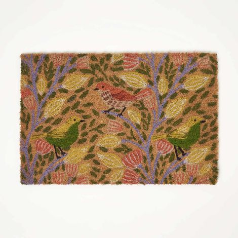 HOMESCAPES Song Bird Coir Doormat, 40 x 60 cm