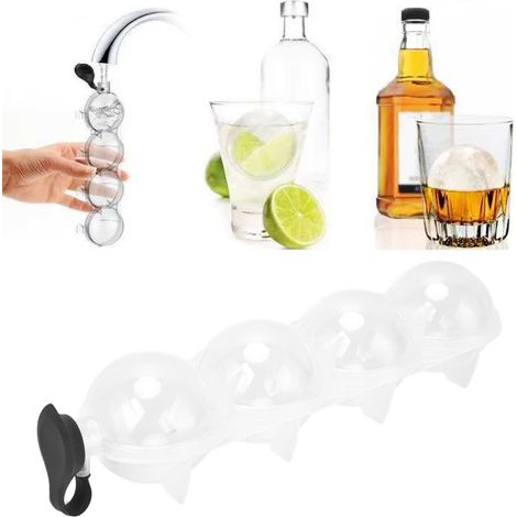 Moule à Glaçons Silicone 4 Cases, Fabricant de Boules de Glace pour Whisky, Accessoire Bar et Cuisine