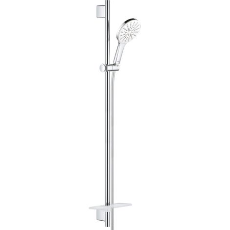 Grohe Rainshower SmartActive - Set de douche de tête 130, 3 jets, barre 900 mm et flexible, blanc lunaire 26578LS0 (1/5)
