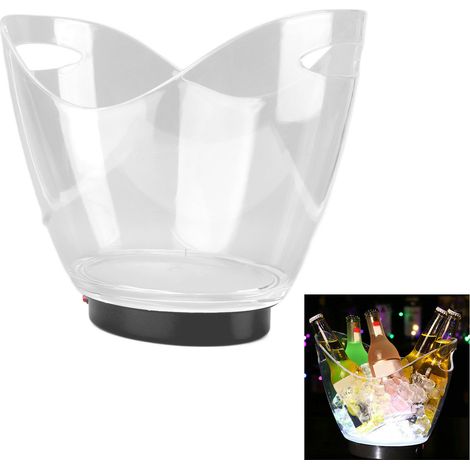 Seau à glace lumineux LED pour KTV, bars, fêtes, boissons, seau à glaçons transparent pour champagne et bière, petit seau à glace en forme de lingot. (1/5)