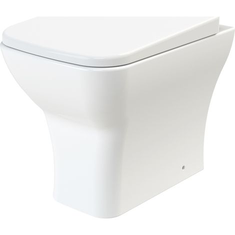 Square Rimless Back to Wall Toilet Pan with Soft Close Seat (1/2)