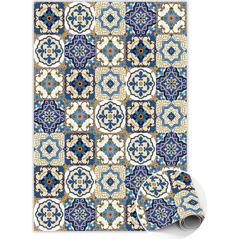 Tapis Rectangulaire en Vinyle Idéal pour Salon et Cuisine - Carreaux portugais - 100x150 cm (1/5)