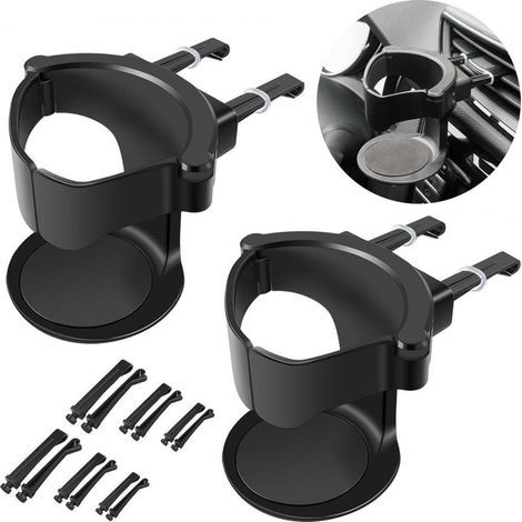 Porte Gobelet Voiture, 2 Pcs Porte-gobelet Ventilation de Voiture, Porte-gobelet réglables pour Auto pour Grille daération de Voiture, Support de Bouteille pour Tasse à Café(Noir) (1/4)