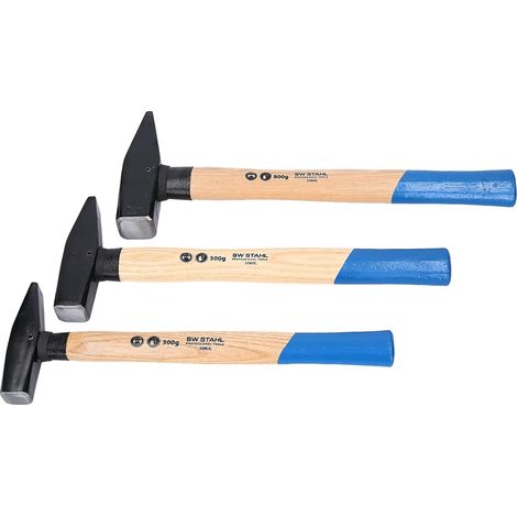 SW-Stahl 50930L Schlosshammer-Set mit Stielschutz 3-teilig I Werkzeughammer aus Hickoryholz I Hammer mit Kopfgewichten 300g - 500g - 800g (1/5)