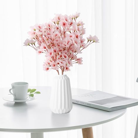 Artificial Cherry Blossom Branches 40 cm Pink Peach Flowers Cherry Blossoms Pack of 4 Artificial Flowers Cherry Blossoms Artificial Fake Flowers Peach Blossom Fake Flowers for Wedding Party Home Tabl (1/5)