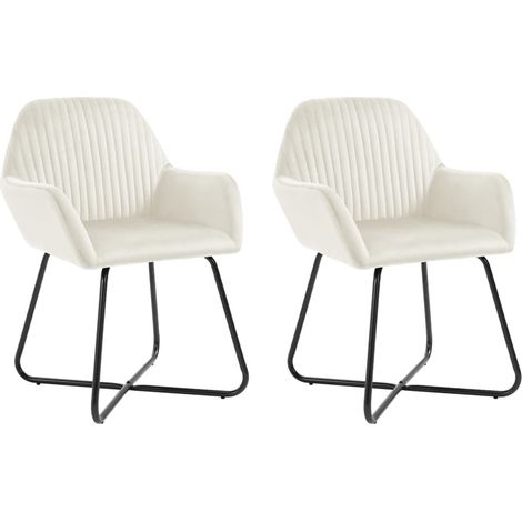 Esszimmerstühle 2 Stk. Creme Samt