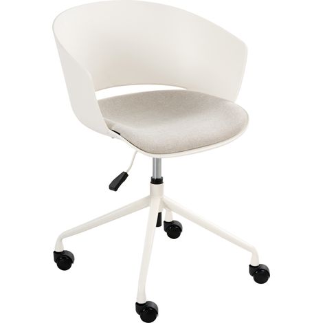 Silla de oficina con asiento de tela giratoria despacho escritorio blanco crema Gleeful (1/5)