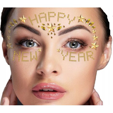 Autocollants Cristaux pour le visage BONNE ANNÉE Nouvel An doré Boule du Nouvel An (1/4)