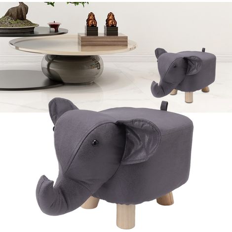 Tabouret bas mignon et tendance, parfait pour les enfants paresseux, tabouret éléphant, usage créatif à la maison, salon, tabouret à chaussures en forme d'animal de dessin animé, gris foncé. (1/5)