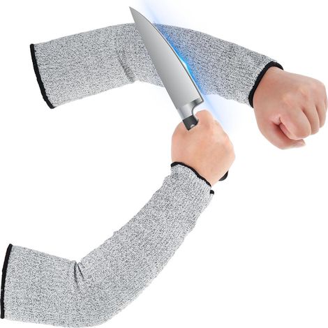 Lot de 2 manchons de protection résistants aux coupures de niveau 5 pour avant-bras, poignets et bras de travail pour le jardin, la cuisine, le travail (1/5)