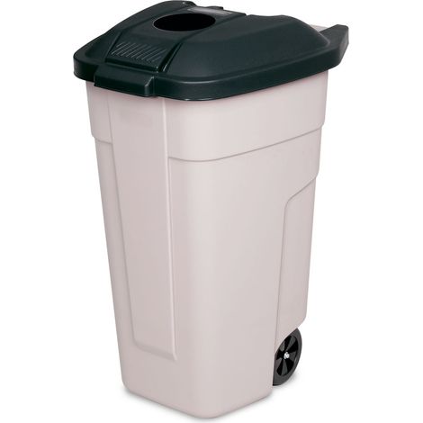 BRB 100 Liter Abfall-Tonne mit Einwurföffnung im Deckel, BxTxH 510x550x850 mm, Korpus beige/Deckel anthrazit