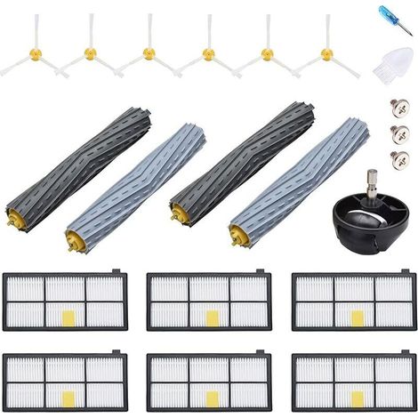 Accessorio FOREHILL per iRobot Roomba 800 900 980 960 971 895 860 824 880: 2x filtro HEPA, 6x spazzole laterali, 4x spazzola a rullo, 1x ruota