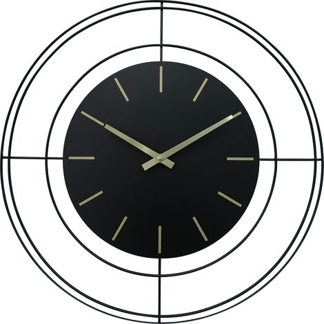 Rebecca Mobili Orologio a Muro Grande Nero Dorato in Metallo Analogico 50 cm (1/5)
