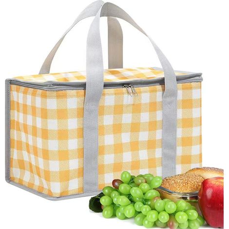 Sac isotherme de pique-nique pliable et réutilisable avec fermeture éclair - accessoires de pique-nique chauds ou froids, pour l'extérieur (352022cm) (1/5)