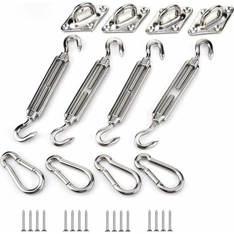 Kit de Fixation pour Voile D'ombrage, Acier Inoxydable Soleil Voile D'ombrage Kit de Fixation pour Triangle et Carré, Rectangle, du Soleil Voile D'ombrage Accessoires de Fixation(M6) (1/4)