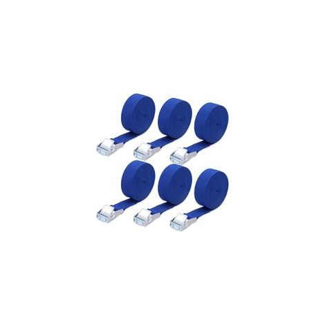 6 Pièces 4 m x 2.5 cm Sangles d'arrimage à cliquet, Sangle de Fixation Robustes et réglables , Sangle à Griffe avec Boucle de Serrage pour Voiture, Moto, Remorque, Porte-Bagages (Bleu)