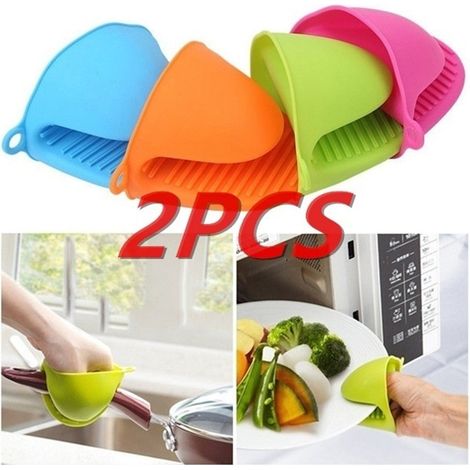 2 gants en silicone résistants à la chaleur, pinces de cuisine isolantes pour assiettes et bols, pinces de cuisson pour four (1/5)