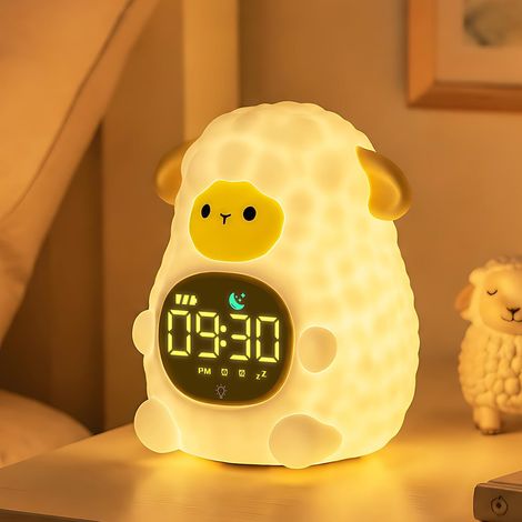 Mouton Réveil Enfant Éducatif Jour/Nuit Lumineux en Silicone avec Veilleuse – Réveil Éducatif pour Enfants, Horloge avec Lumière, Idéale pour Garçons et Filles, Parfait pour Chambre d’Enfant (1/5)