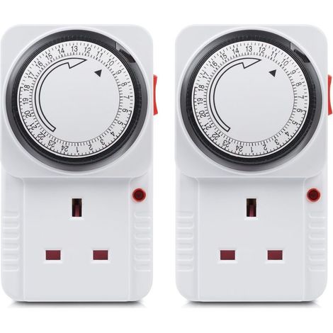 Minuteur mécanique 24 heures, prise programmable intérieure à économie d'énergie pour éclairage, lampes et appareils électroménagers (lot de 2) (1/5)