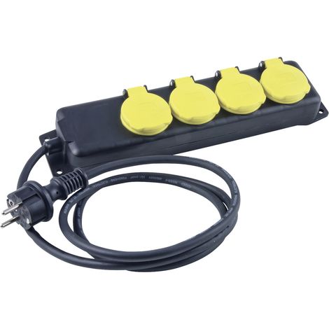 Heitronic 45058 Steckdosenleiste ohne Schalter Schwarz/Gelb erhöhter Berührungsschutz (1/5)