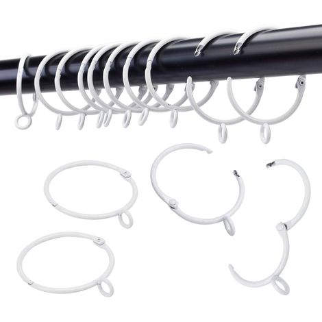 Lot de 24 Anneaux de Rideaux ouvrables avec œillets, 25 mm de diamètre intérieur, Blanc (1/5)