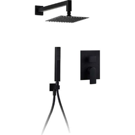 Kit Doccia Completo Quadro Nero Con Deviatore Ceramico - Misura Soffione 20 cm (1/2)