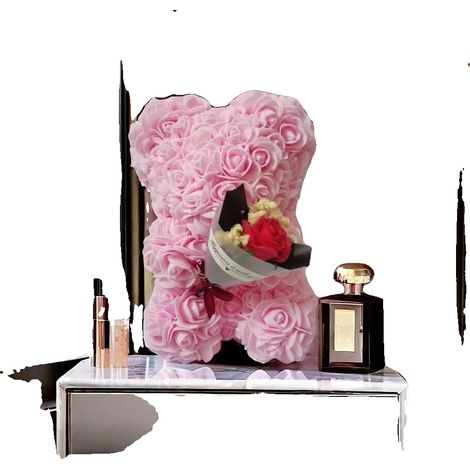 Rose Teddy Bär Strauß, Elegantes Geschenk für Feiern, Innendekoration, Rosa (1/2)