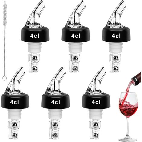 6 Pièces Bec Verseur, Bouchon Doseur 40ml, Acier Inoxydable, pour Whisky Vin Cocktails (1/5)