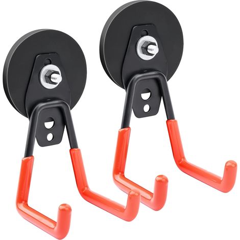 Set mit 2 extra starken 66-mm-Magnethaken. Magnete mit Haken für Garten, Garage und Werkstatt.