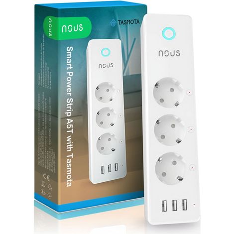 TASMOTA BLOC MULTIPRISE AVEC HUB USB NOUS A5T ESP8266 MONTAGE MURAL WIFI MULTIPRISE 15 A SMART WIFI AVEC COMPTEUR D'ALIMEN
