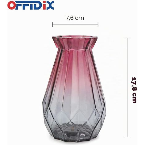 Vase en Verre dégradé Multicolore Vase géométrique à facettes en Verre coloré pour la Maison, Le Bureau ou Le Mariage (Gris Violet) (1/4)