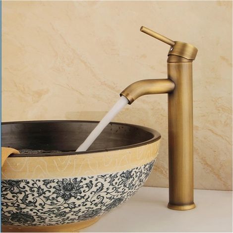 Robinet de lavabo haut en laiton doré – Hauteur 30.3 cm – Installation facile – Débit d'eau doux et économe (1/5)