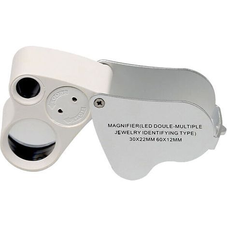 LED-beleuchtete Juwelierlupe, Dual-Focus-Vergrößerung, 60x, 12 mm und 30x (1/4)