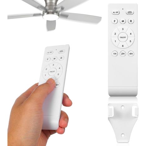 Control remoto universal de 433 MHz para ventilador de techo con 6 velocidades y temporizador de 1/2/4 horas, repuesto para ventilador de techo con luz blanca (1/5)