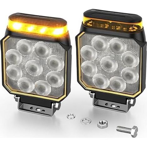 CO LIGHT 4 Inch 2 in 1 LED Work Light with 360° Warning Light for Forklift, Excavator, Trucks, Tractors, Construction Machines, Agricultural Vehicles, 12 V 24 V (1/4)