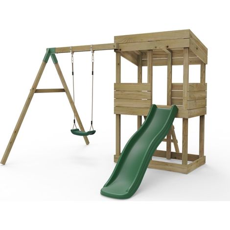 Wooden Lookout Tower Playhouse with 6ft Slide - Arches