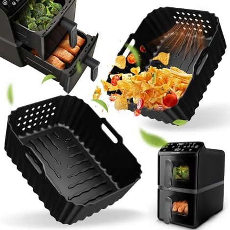 Heißluftfritteuse Zubehör, Airfryer Zubehör für Philips Airfryer 4000 Series Stacked Dual Basket 10L, Silikonform Zubehör für Philips NA460/NA462 10L, Air Fryer Silikon Backform Einsatz (1/5)