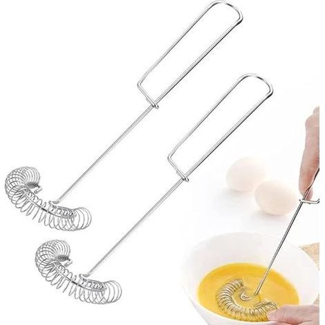Ensemble de 2 ustensiles de cuisine en acier inoxydable : fouet en spirale 20,5 cm, fouet plat à sauce, fouet à main avec cuillère à trous (1/5)