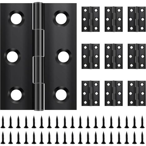 10 folding hinges, 66 mm × 36 mm, stainless steel, black, for doors and windows